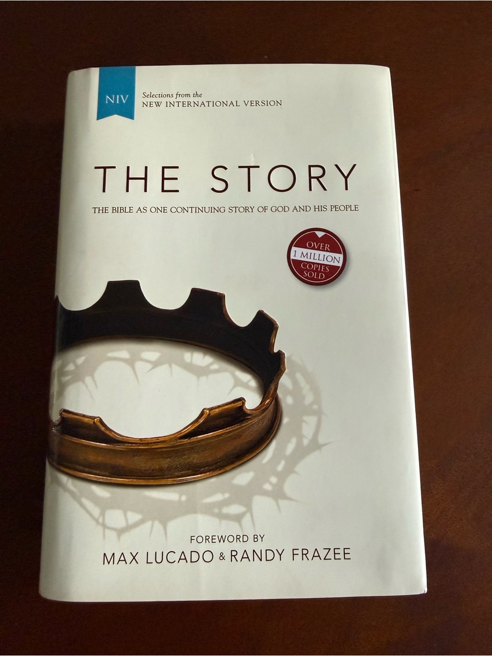 The Story NIV Hardcover Bible - White with Bronze Crown